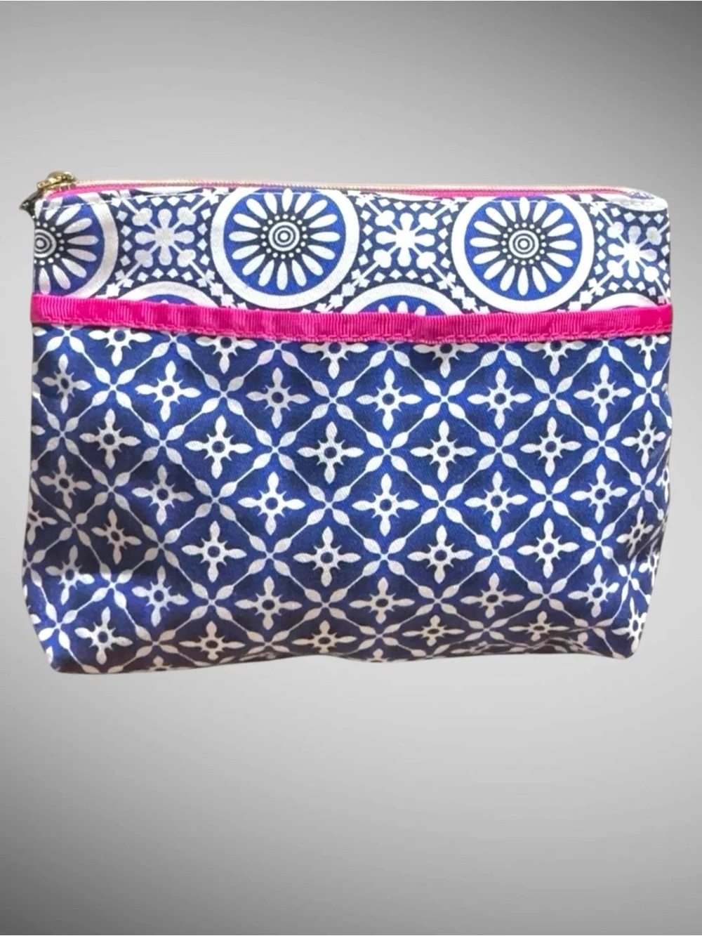 Estée Lauder Blue Pink Floral Cosmetic Makeup Bag Toiletry Travel Pouch